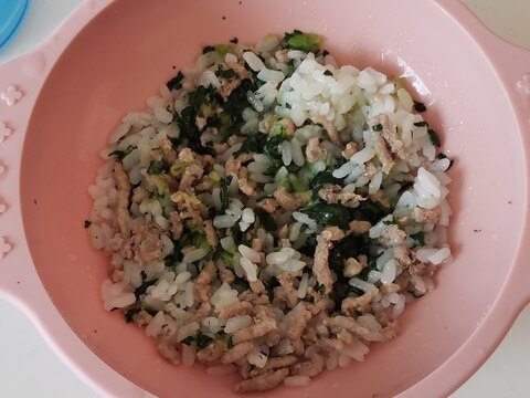 小松菜とひき肉の軟飯